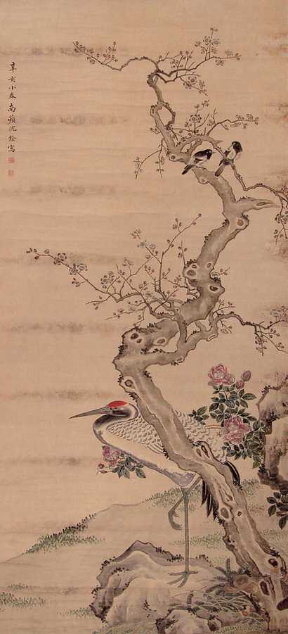 沈铨 花鸟 立轴